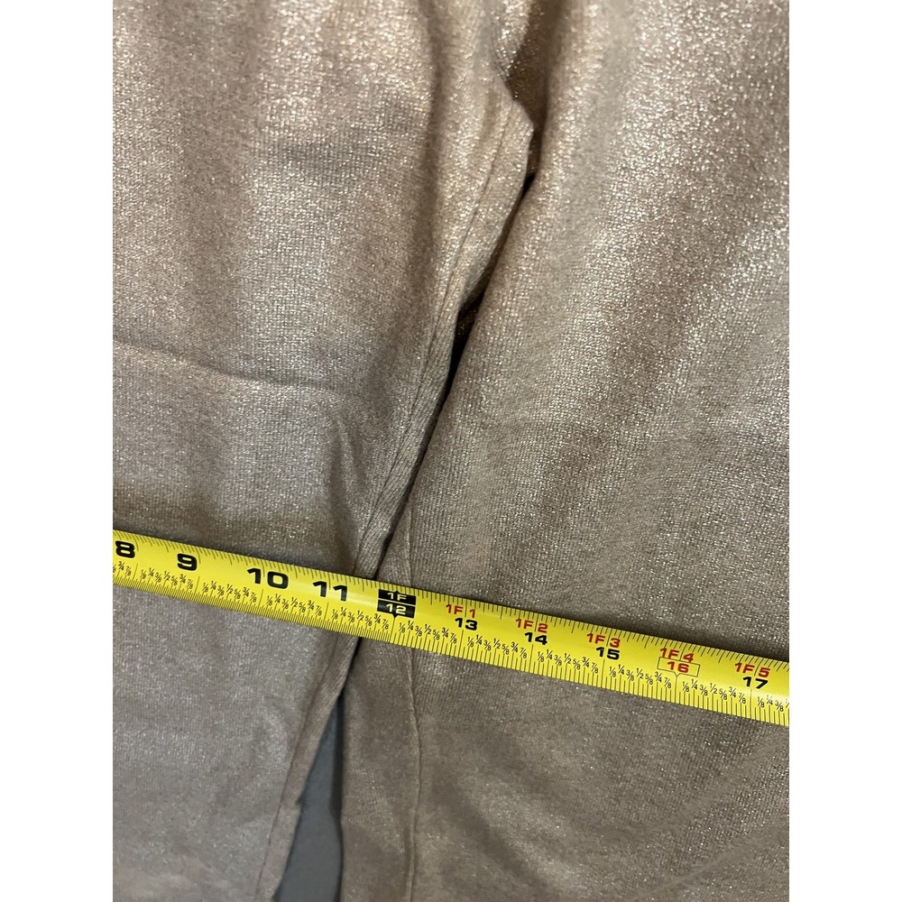 Chico's Women's Gold Shimmer Sparkle Drawstring Crop Wide Leg Activewear Pants - Picture 10 of 11